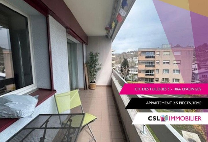 Appartement 2.5 pièces à louer, 56 m² à Epalinges – Quartier familial, 1500 CHF