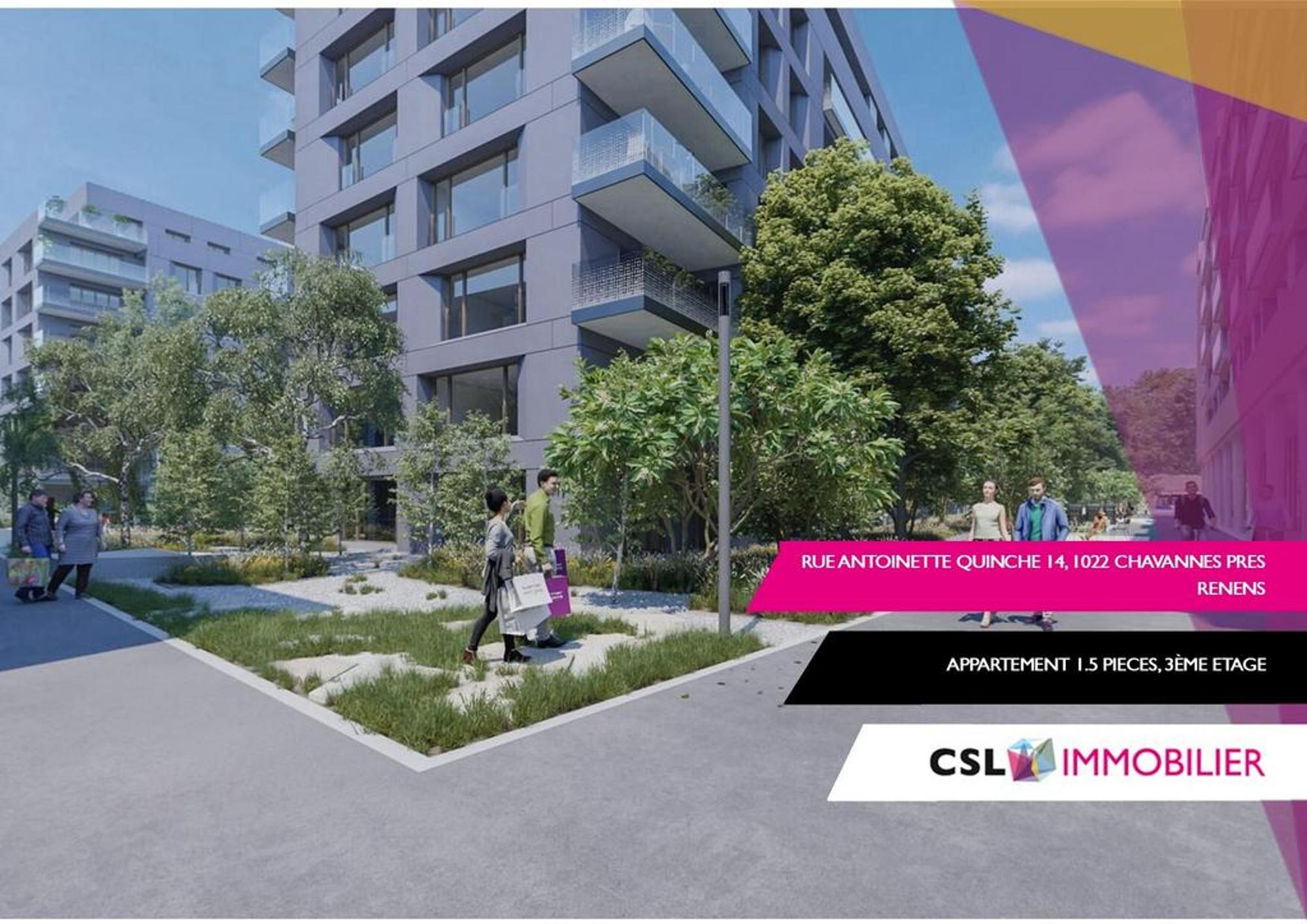 Appartement 1.5 pièces, 34 m² à Chavannes-près-Renens – Quartier Horizon, balcon à 15 min de la plage de Vidy | CHF 1’340.–